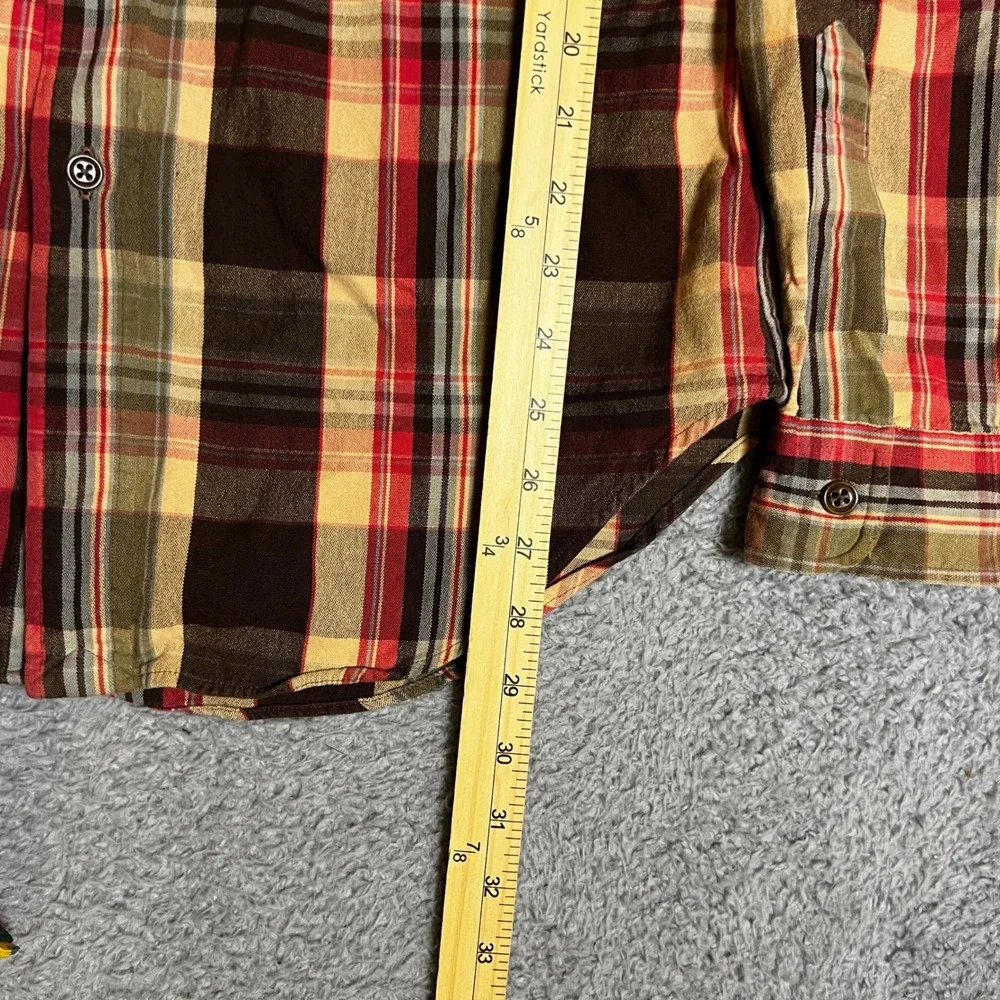Polo Ralph Lauren Button Down Shirt Mens S Brown Excellent Plaid Elbow‎ Patches